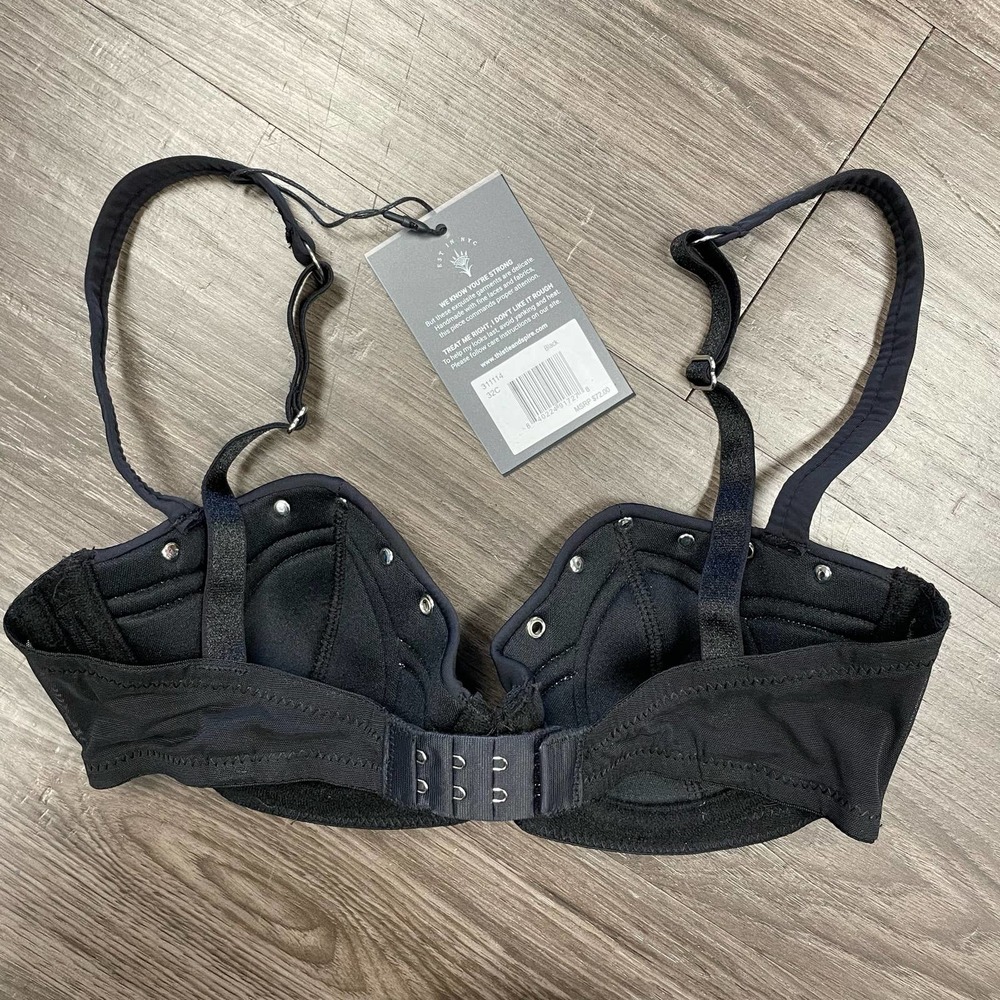 Thistle and Spire Carina Black Lingerie Bra Women's 32C Studded Balconette NWT - Picture 5 of 10